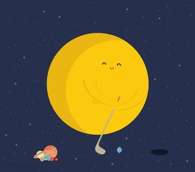 可爱打高尔夫的太阳
