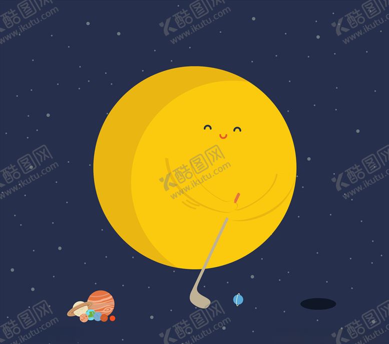 编号：55791210272333323047【酷图网】源文件下载-可爱打高尔夫的太阳