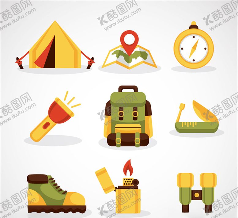 编号：17742110172153121880【酷图网】源文件下载-创意野营图标矢量素材