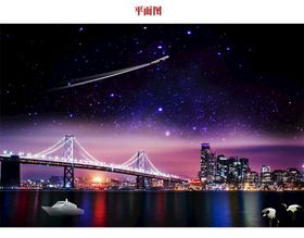 日本东京彩虹桥星空夜晚