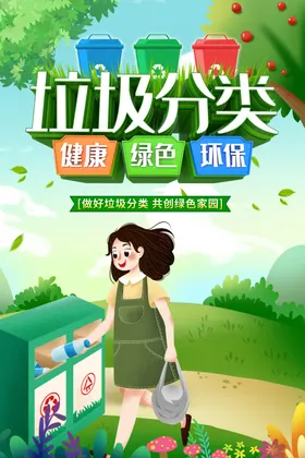 垃圾分类创建卫生城市城市环保展板