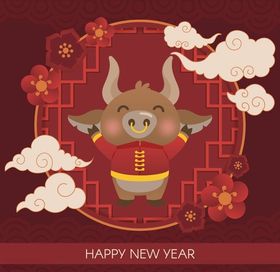 牛新年展板背景2021春节海报