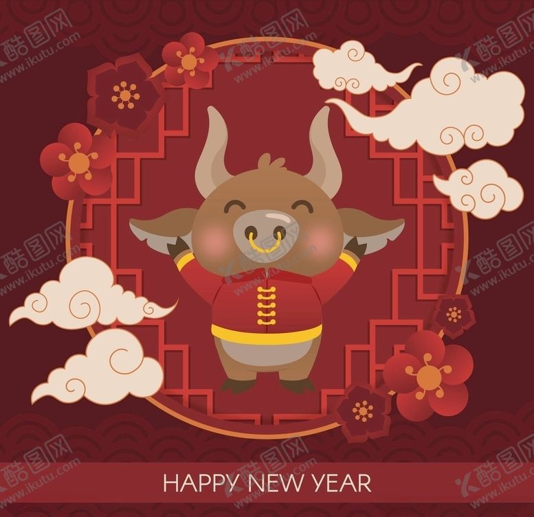 编号：46638105171653175717【酷图网】源文件下载-牛新年展板背景
