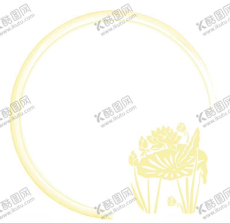 编号：52239306270755297225【酷图网】源文件下载-淡金色荷花水墨边框
