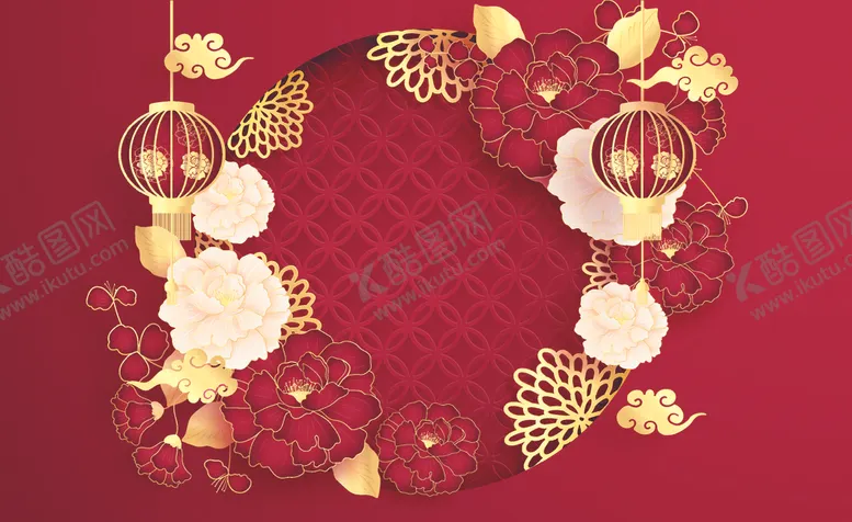 编号：62507304170311066512【酷图网】源文件下载-牛年新年喜庆红色富贵背景