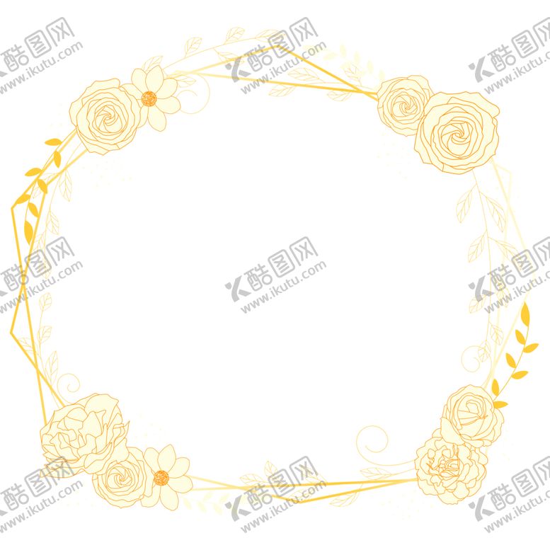 编号：59340301261400429277【酷图网】源文件下载-植物金色边框花环