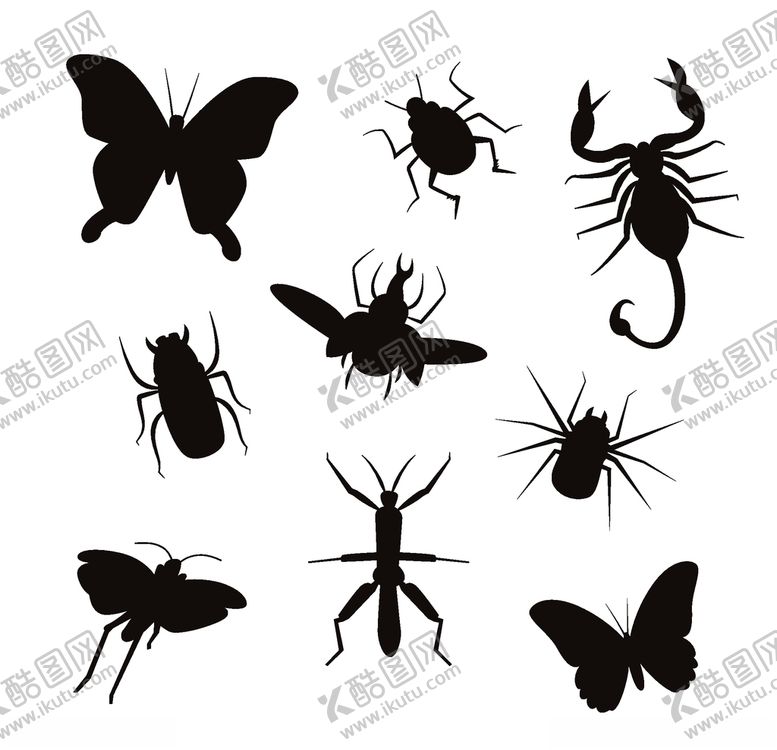 编号：60074506190858065311【酷图网】源文件下载-昆虫剪影