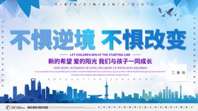 蓝色不惧逆境企业展板设计