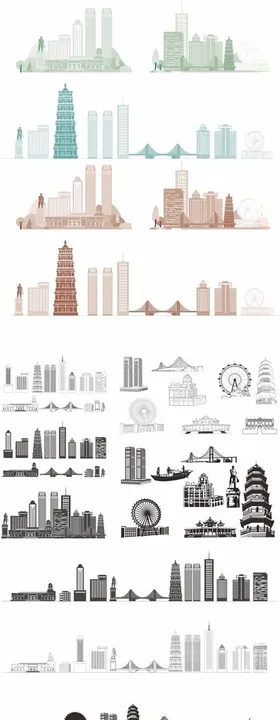 中山城市建筑天际线剪影图