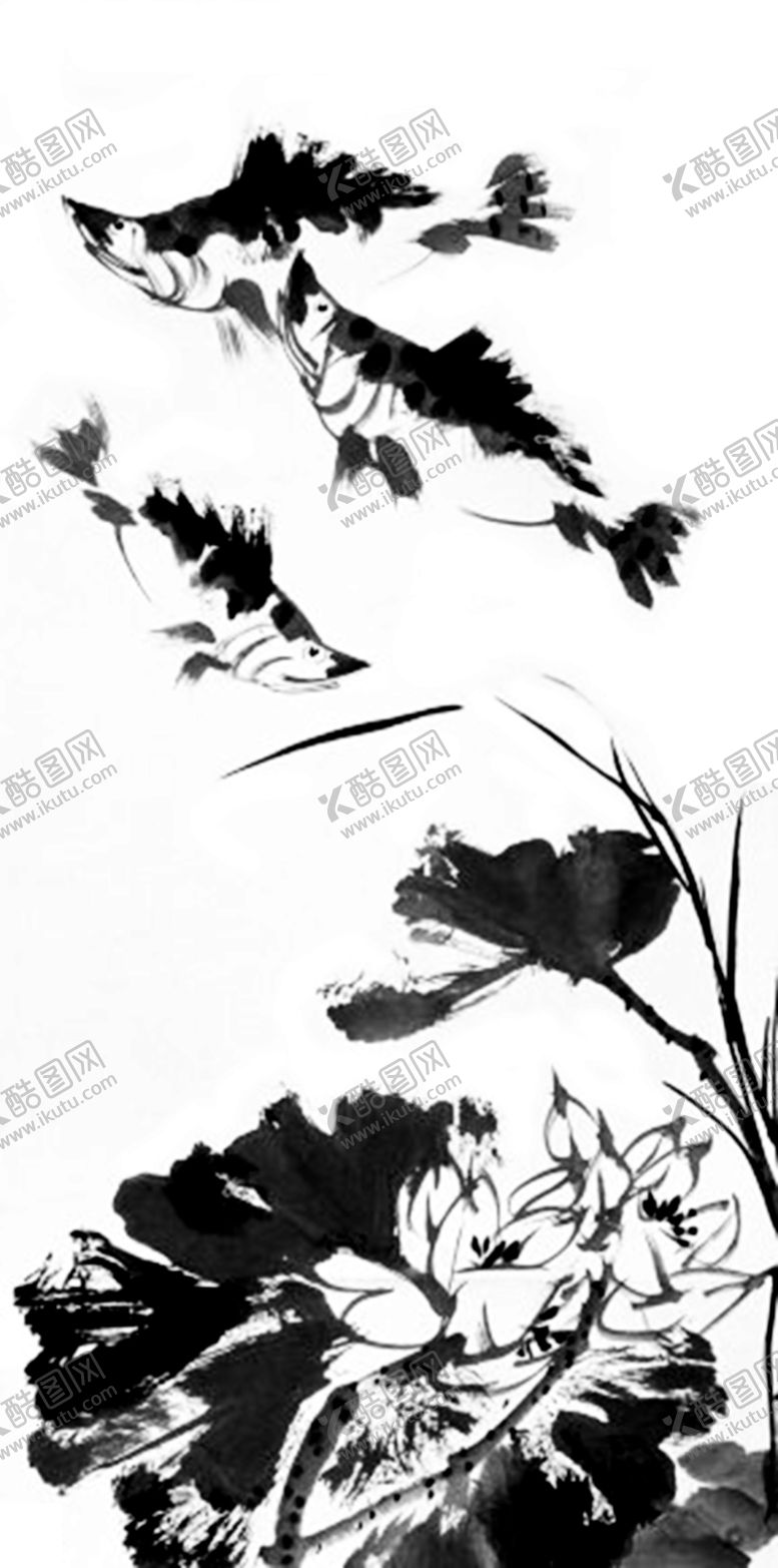 编号：66826610010056069947【酷图网】源文件下载-水墨鱼莲花
