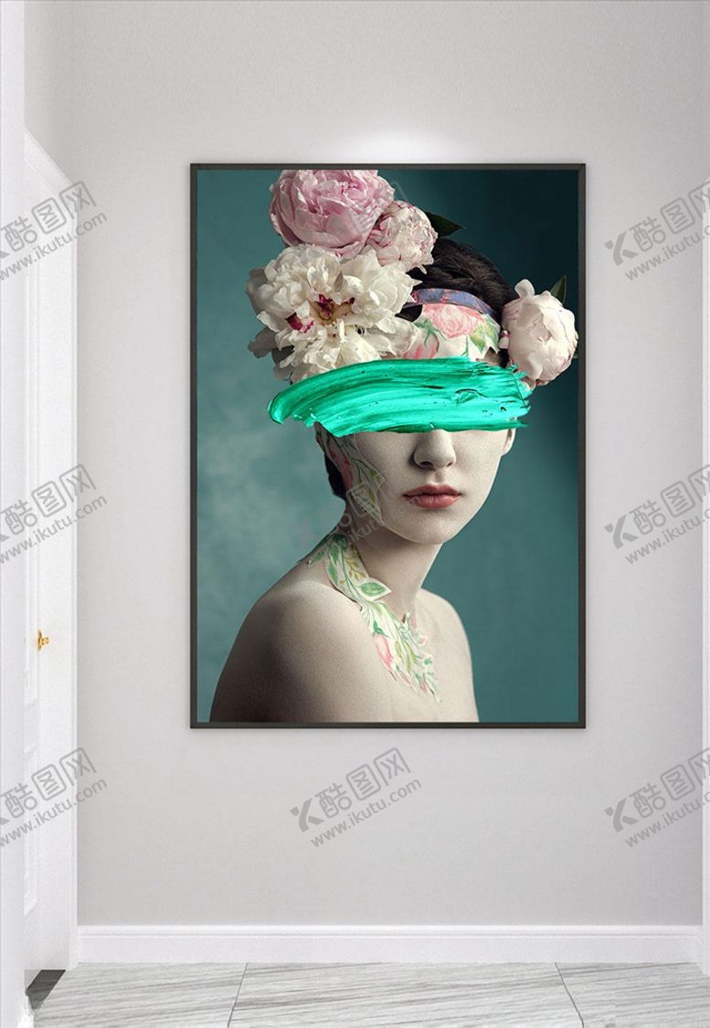 编号：42984410080507404263【酷图网】源文件下载-个性创意蒙眼美女装饰画