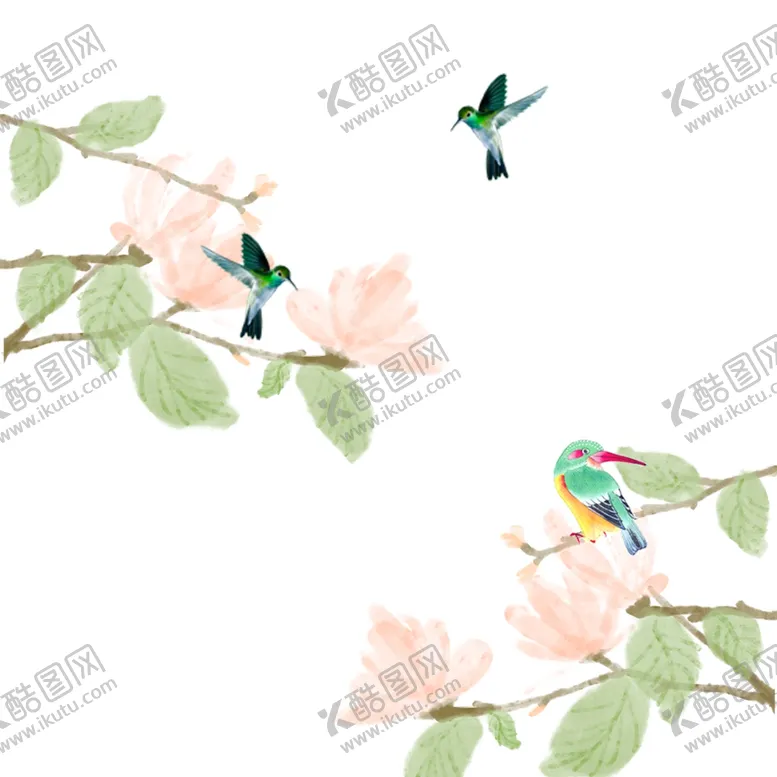 编号：34806406251213071184【酷图网】源文件下载-花卉飞鸟印花面料水墨山水