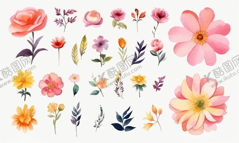 编号：59499511181516584650【酷图网】源文件下载-手绘清新花卉图案集合
