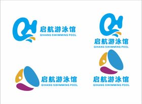 卡通少儿游泳馆logo设计