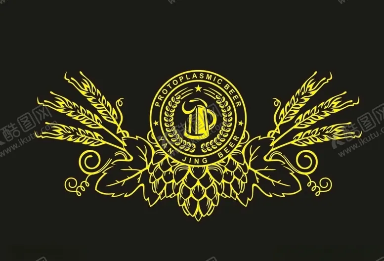 编号：57556206290412248405【酷图网】源文件下载-小麦啤酒花标志啤酒标志