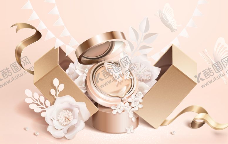 编号：69652909280852264065【酷图网】源文件下载-鲜花背景化妆品背景广告底图