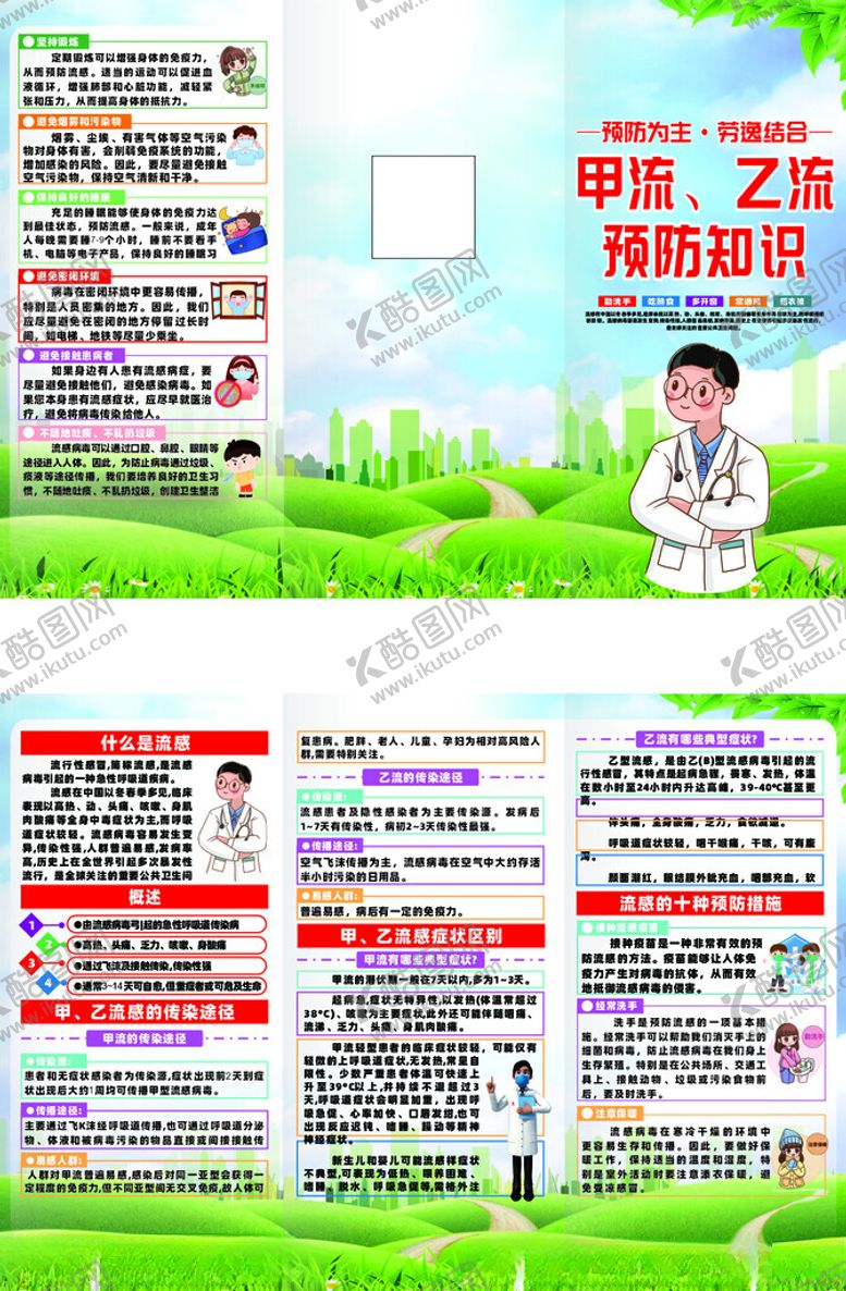 编号：20884204012148403979【酷图网】源文件下载-预防流感宣传三折页