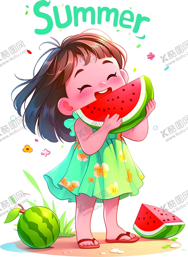 编号：47204112191349311225【酷图网】源文件下载-吃西瓜女孩