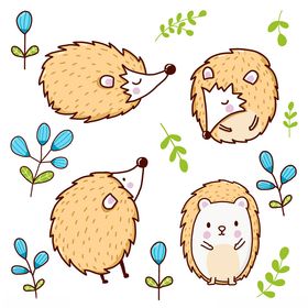 可爱刺猬插画图案设计