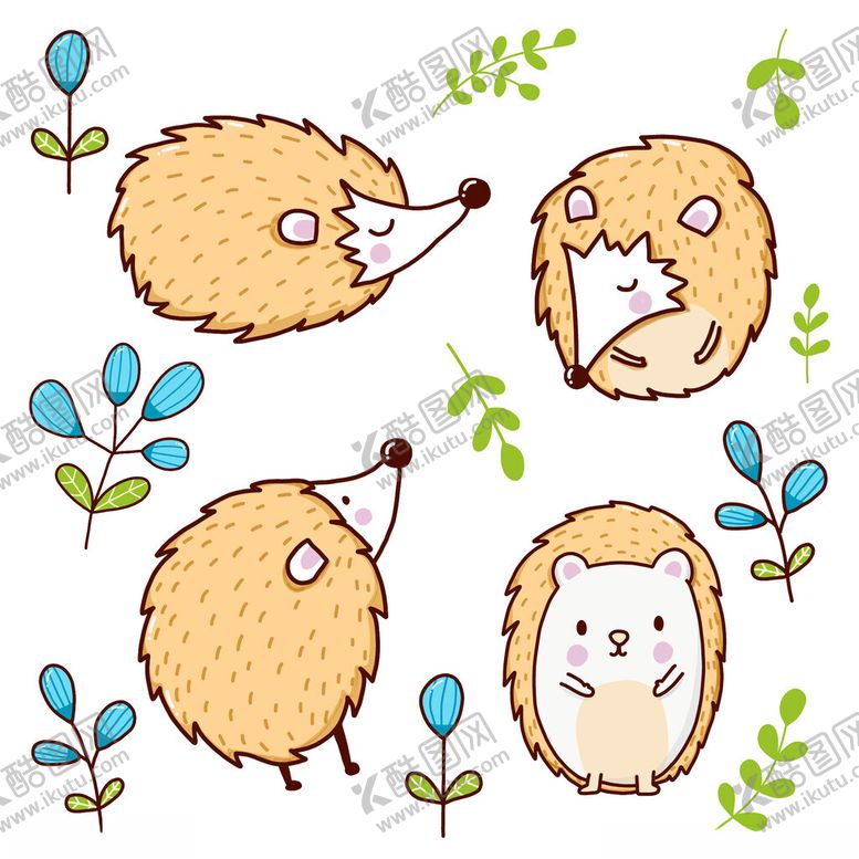编号：98544111151101305938【酷图网】源文件下载-可爱刺猬插画图案设计