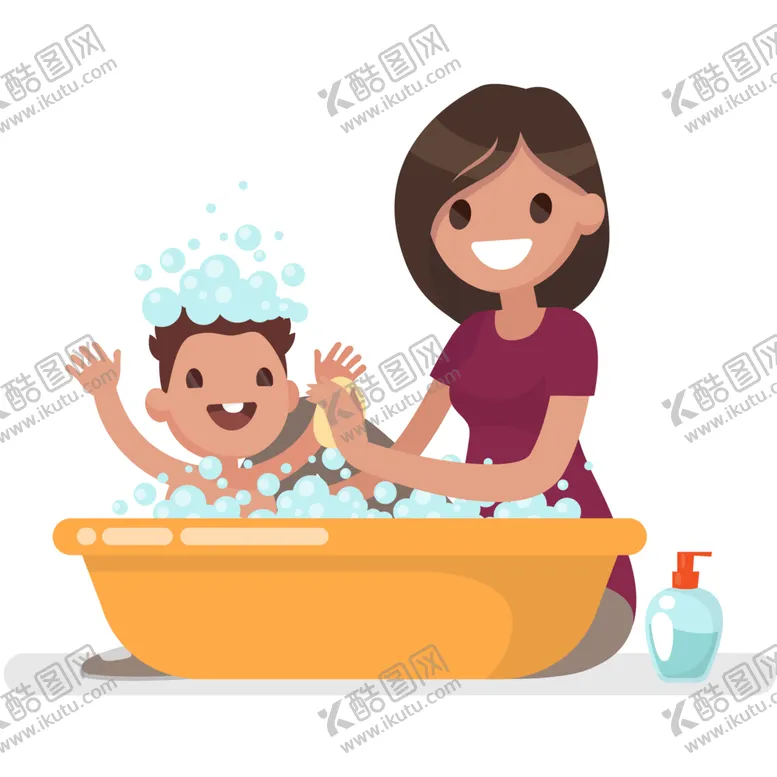 编号：74044312111426299349【酷图网】源文件下载-卡通洗澡场景