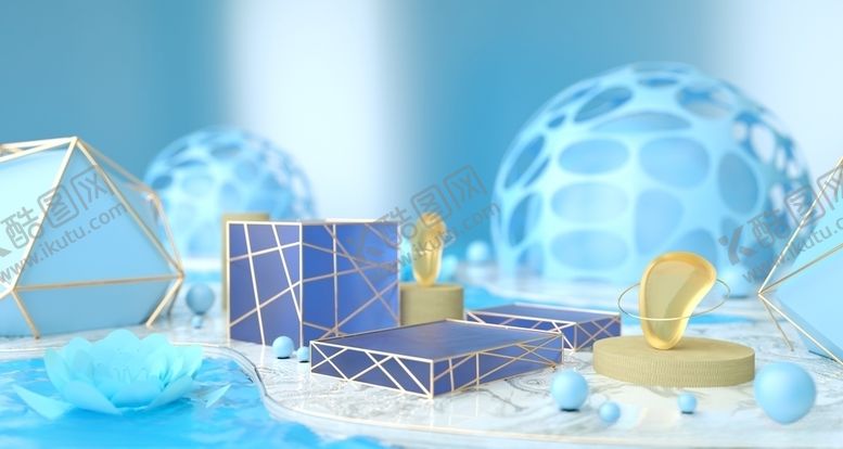 编号：86980006151839263061【酷图网】源文件下载-C4D蓝色产品场景banner