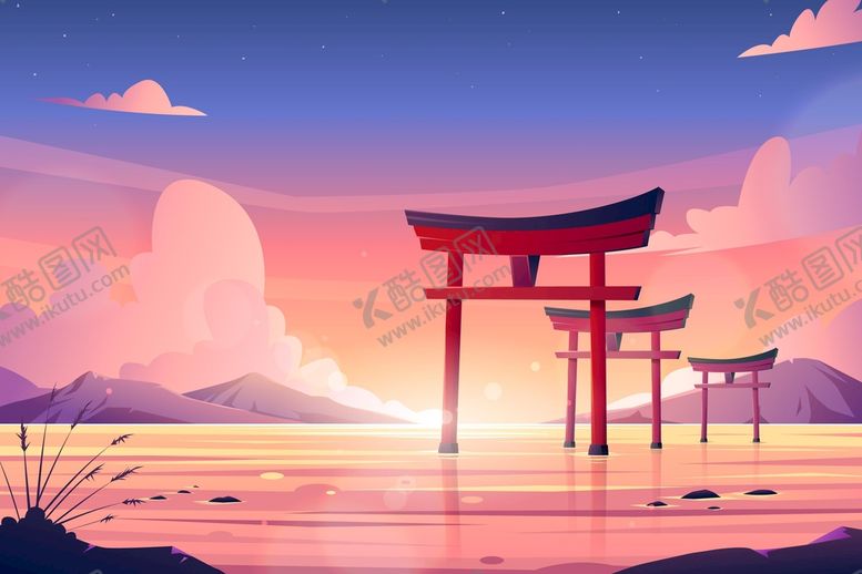 编号：58116701280034259358【酷图网】源文件下载-水中的牌坊门矢量