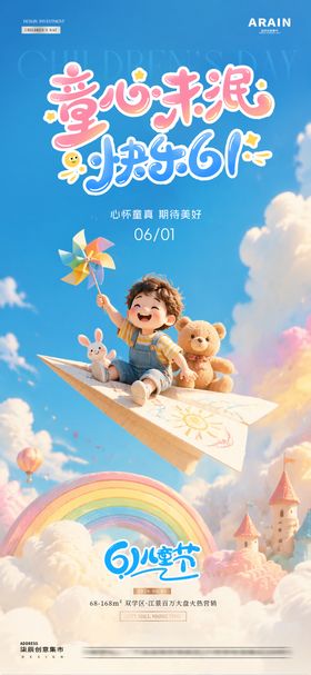 地产61儿童节梦幻天空海报