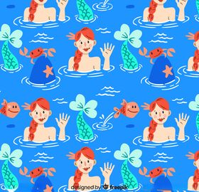 创意海面打招呼的美人鱼