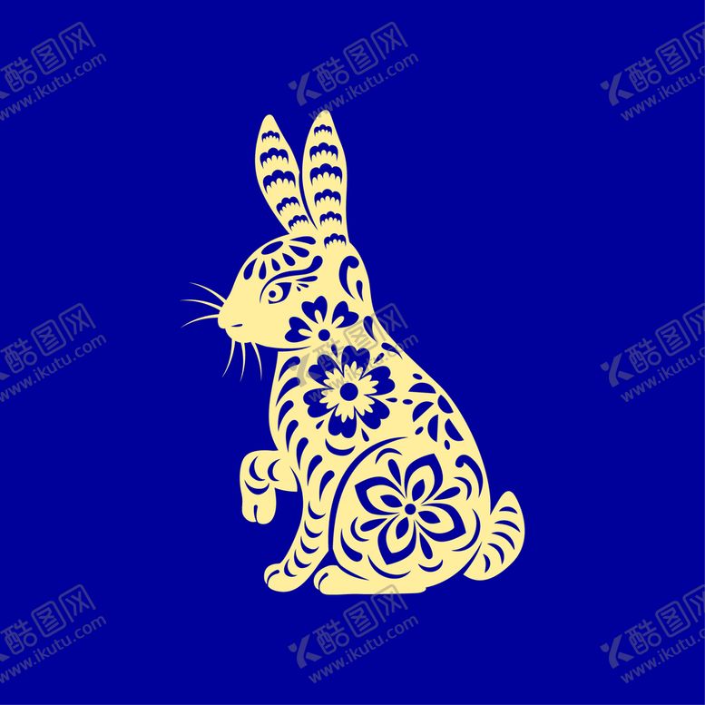 编号：50834709220823254207【酷图网】源文件下载-传统剪纸艺术兔子贴花矢量素材