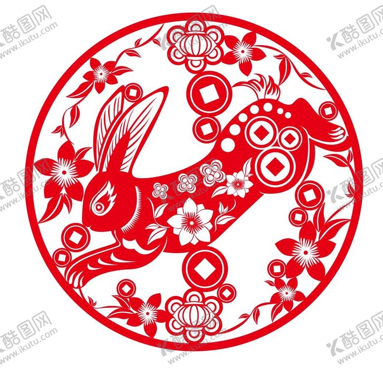 编号：44013401270334219130【酷图网】源文件下载-矢量兔年剪纸