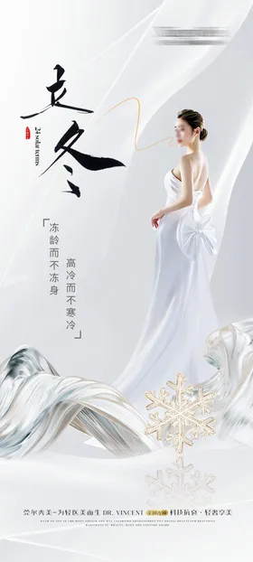 医美海报雪花人物二十四节气
