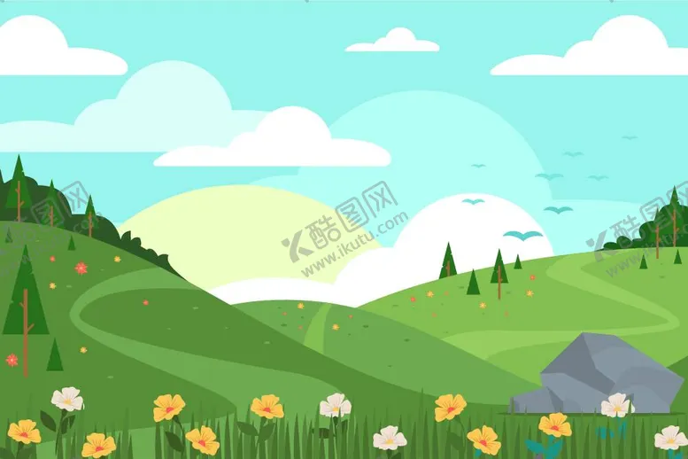 编号：50703211260836437256【酷图网】源文件下载-卡通春天自然风景