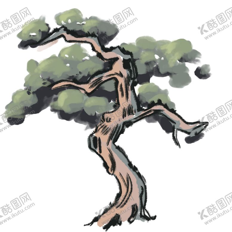 编号：69846405102016389001【酷图网】源文件下载-水墨中国风迎客松