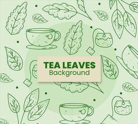 手绘茶水和茶叶