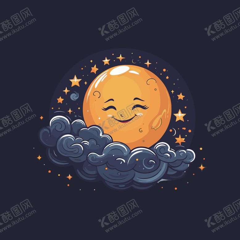 编号：34176002042257278802【酷图网】源文件下载-可爱月亮卡通绘画儿童插画