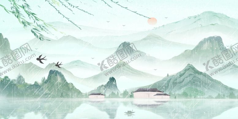 编号：18715705012034465483【酷图网】源文件下载-水墨山水间的诗意景致