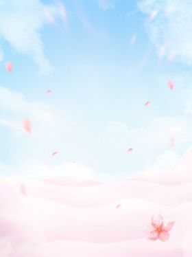 樱花背景白云蓝天春天清新