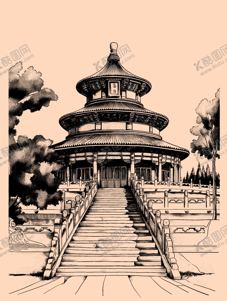 编号：55250002081754222801【酷图网】源文件下载-天坛线稿
