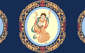 敦煌飞天临摹壁画壁画线描稿