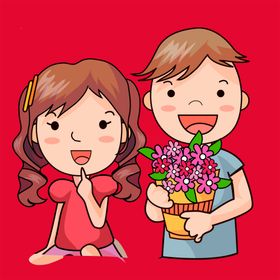 手绘情侣恋人