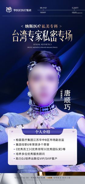 医美私密讲师医生蓝金海报