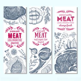 手绘肉类主题矢量元素