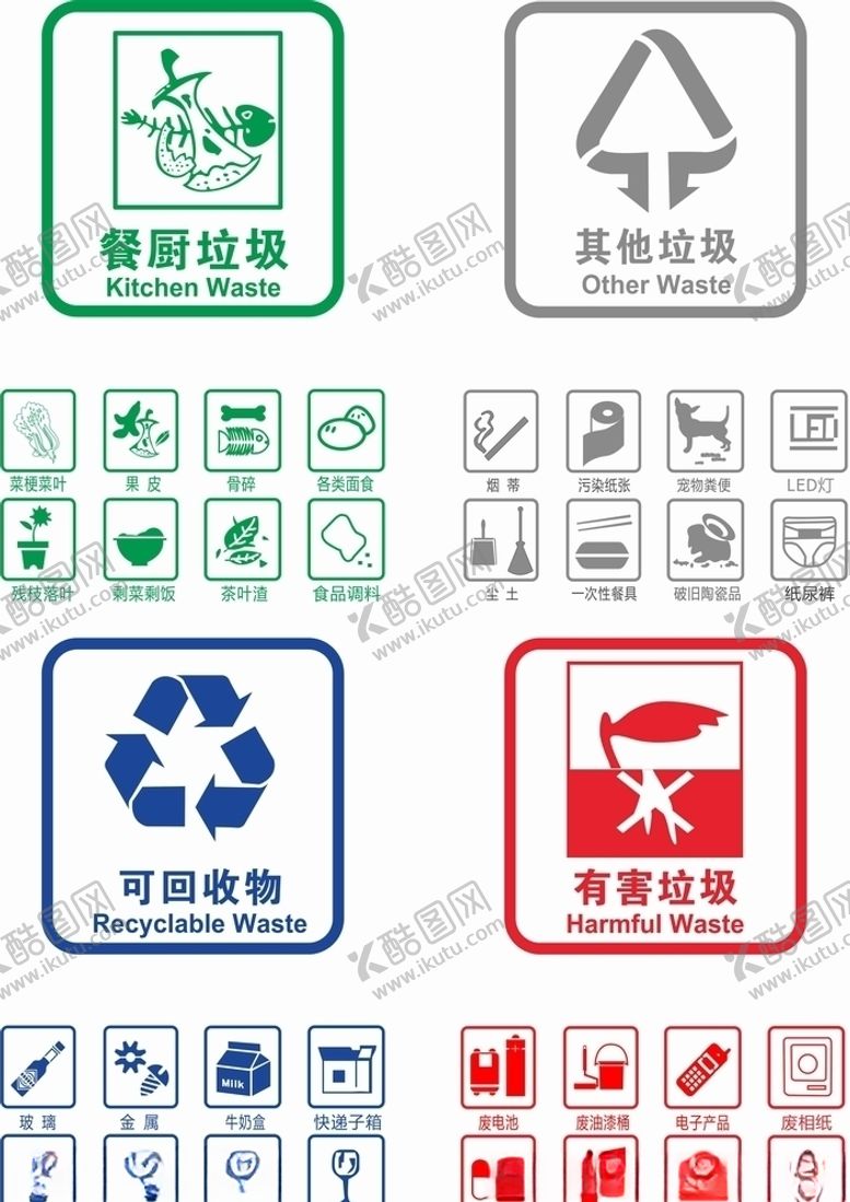 编号：72252904170905154450【酷图网】源文件下载-4分类垃圾