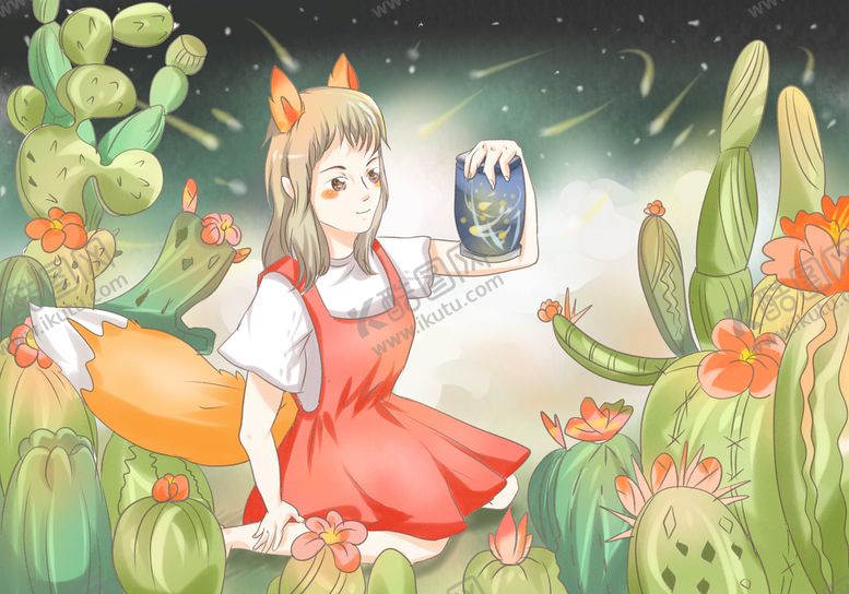 编号：97156409270721030427【酷图网】源文件下载-小女孩捉萤火虫