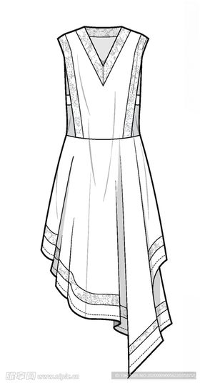 服装款式T恤V领短袖长