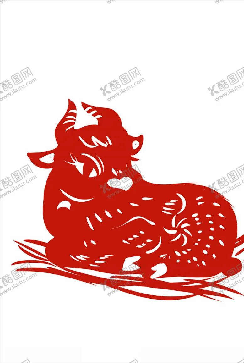 编号：93923304061530138037【酷图网】源文件下载-2021年牛剪纸春节窗花图案