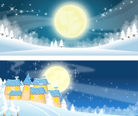 冬日月夜下的梦幻雪景城堡