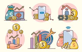 多彩金融投资元素插画