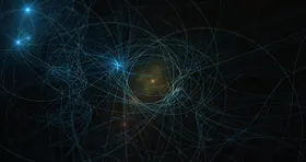 炫彩粒子光线光效舞台背景之影图片科技金色亮